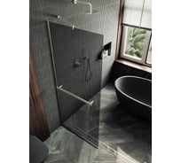 Душевая перегородка MaybahGlass в узком профиле, 1950х690 мм, стекло графит 8 мм + полотенцедержатель MGD-723-5у