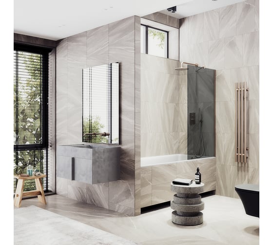 Шторка для ванны в широком профиле MaybahGlass MGV-79-2ш