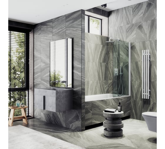Шторка для ванной MaybahGlass поворотная на монопетле MGV-600-1