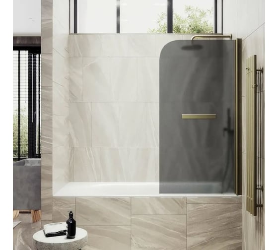 Шторка поворотная на монопетле MaybahGlass 1400х600 6 мм Графит матовый +Полотенцедержатель MGV-780-2 1
