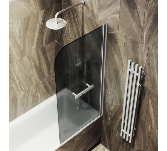 Шторка поворотная на монопетле MaybahGlass 1400х600 6 мм Графит матовый +Полотенцедержатель MGV-780-5
