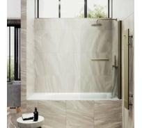Шторка поворотная на монопетле MaybahGlass 1400х600 6 мм Сатин +Полотенцедержатель MGV-781-2