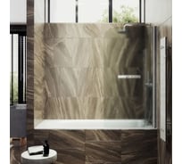 Шторка поворотная на монопетле MaybahGlass 1400х600 6 мм Сатин +Полотенцедержатель MGV-781-5