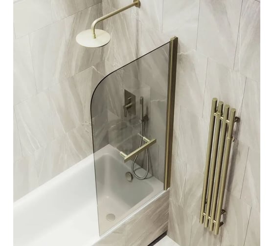 Шторка поворотная на монопетле MaybahGlass 1400х700 6 мм Бронза +Полотенцедержатель MGV-783-2