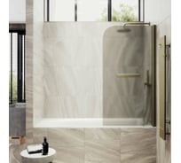 Шторка поворотная на монопетле MaybahGlass 1400х700 6 мм Бронза матовая +Полотенцедержатель MGV-784-2