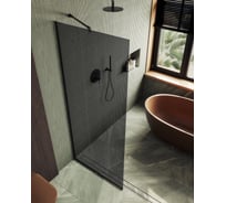 Душевая перегородка MaybahGlass в узком профиле, 1950х690 мм, стекло графит 8 мм, MGD-705-6у