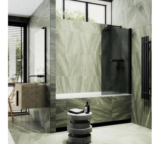 Шторка поворотная на монопетле MaybahGlass 1400х700 6 мм Графит матовый +Полотенцедержатель MGV-786-6