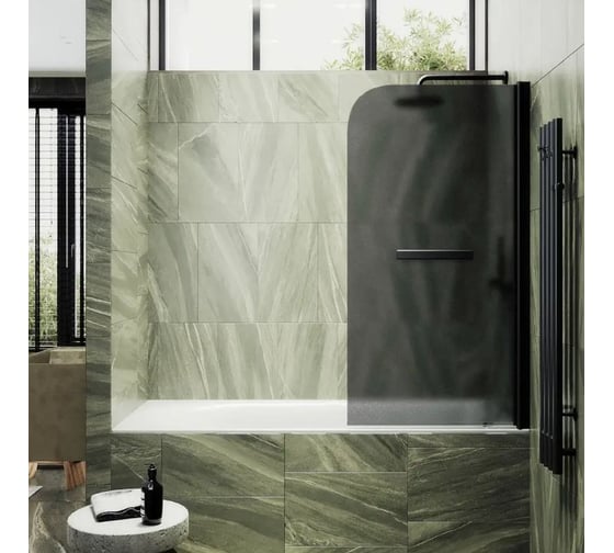 Шторка поворотная на монопетле MaybahGlass 1400х700 6 мм Графит матовый +Полотенцедержатель MGV-786-6