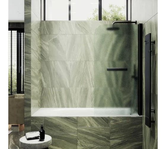 Шторка поворотная на монопетле MaybahGlass 1400х800 6 мм Сатин +Полотенцедержатель MGV-793-6 1