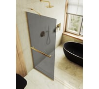 Душевая перегородка MaybahGlass в узком профиле, 1950х690 мм, стекло матовое графит 8 мм + полотенцедержатель MGD-724-3у