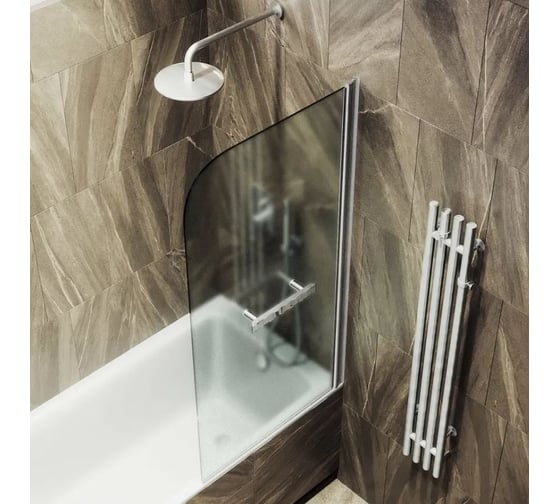 Шторка поворотная на монопетле MaybahGlass 1400х800 6 мм Сатин +Полотенцедержатель MGV-793-5