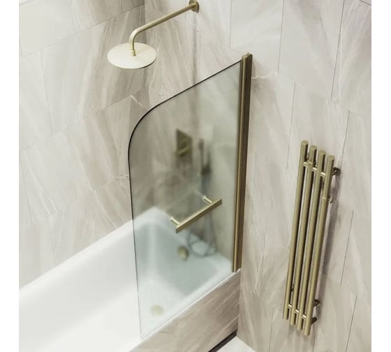 Шторка поворотная на монопетле MaybahGlass 1400х800 6 мм Сатин +Полотенцедержатель MGV-793-2