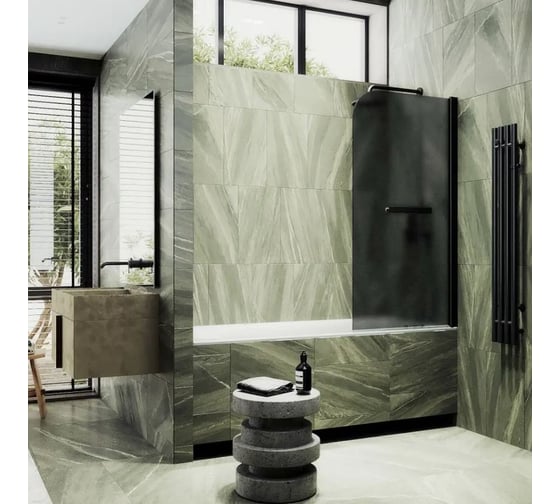 Шторка поворотная на монопетле MaybahGlass 1400х800 6 мм Графит матовый +Полотенцедержатель MGV-792-6