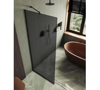 Душевая перегородка MaybahGlass в узком профиле, 1950х690 мм, стекло матовое графит 8 мм, MGD-704-6у