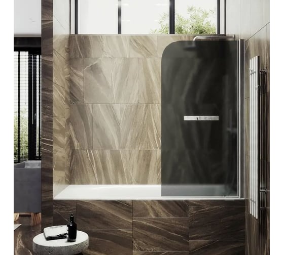 Шторка поворотная на монопетле MaybahGlass 1400х800 6 мм Графит матовый +Полотенцедержатель MGV-792-5