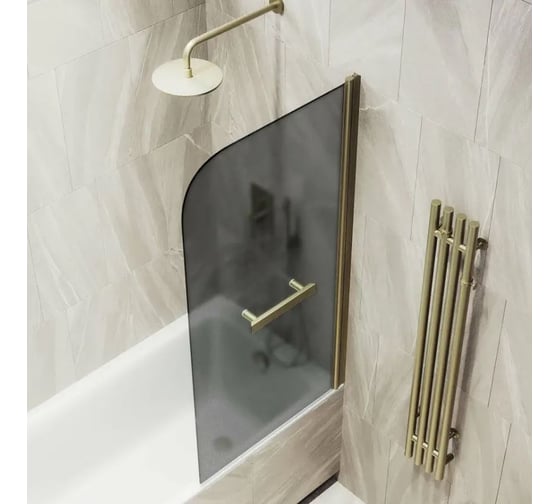 Шторка поворотная на монопетле MaybahGlass 1400х800 6 мм Графит матовый +Полотенцедержатель MGV-792-2