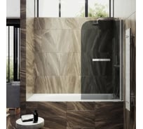 Шторка поворотная на монопетле MaybahGlass 1400х800 6 мм Графит +Полотенцедержатель MGV-791-5