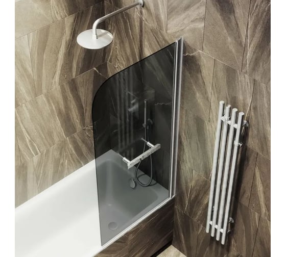 Шторка поворотная на монопетле MaybahGlass 1400х800 6 мм Графит +Полотенцедержатель MGV-791-5