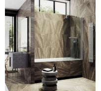 Шторка поворотная на монопетле MaybahGlass 1400х700 6 мм Сатин +Полотенцедержатель MGV-787-5