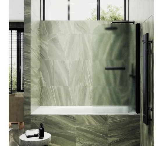 Шторка поворотная на монопетле MaybahGlass 1400х700 6 мм Сатин +Полотенцедержатель MGV-787-6 1