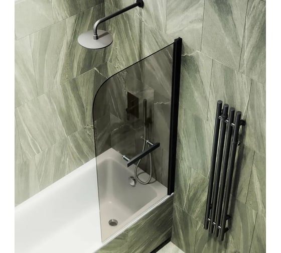 Шторка поворотная на монопетле MaybahGlass 1400х800 6 мм Бронза +Полотенцедержатель MGV-789-6