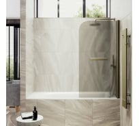 Шторка поворотная на монопетле MaybahGlass 1400х800 6 мм Бронза матовая +Полотенцедержатель MGV-790-2
