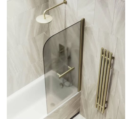 Шторка поворотная на монопетле MaybahGlass 1400х800 6 мм Бронза матовая +Полотенцедержатель MGV-790-2