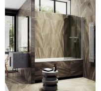 Шторка поворотная на монопетле MaybahGlass 1400х800 6 мм Бронза матовая +Полотенцедержатель MGV-790-5