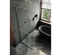 Душевая перегородка MaybahGlass в узком профиле, 1950х890 мм, стекло бесцветное 8 мм + полотенцедержатель MGD-732-5у