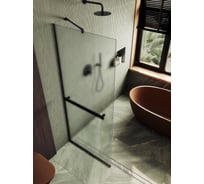 Душевая перегородка MaybahGlass в узком профиле, 1950х790 мм, стекло сатин 8 мм, + полотенцедержатель MGD-731-6у