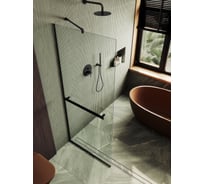 Душевая перегородка MaybahGlass в узком профиле, 1950х890 мм, стекло бесцветное 8 мм + полотенцедержатель MGD-732-6у