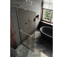 Душевая перегородка MaybahGlass в узком профиле, 1950х890 мм, стекло бронза матовая 8 мм + полотенцедержатель MGD-734-5у