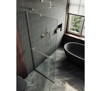 Душевая перегородка MaybahGlass в узком профиле, 1950х890 мм, стекло сатин 8 мм, + полотенцедержатель MGD-737-5у