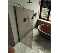 Душевая перегородка MaybahGlass в широком профиле, 1950х1090 мм, стекло бронза матовая 8 мм, MGD-679-6ш