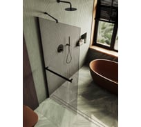 Душевая перегородка MaybahGlass в широком профиле, 1950х1090 мм, стекло бронза 8 мм + полотенцедержатель MGD-709-6ш
