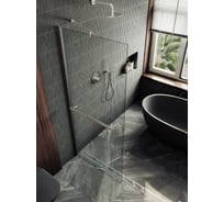 Душевая перегородка MaybahGlass в широком профиле, 1950х1090 мм, стекло бесцветное 8 мм + полотенцедержатель MGD-708-5ш