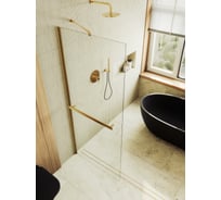 Душевая перегородка MaybahGlass в широком профиле, 1950х790 мм, стекло бесцветное 8 мм, + полотенцедержатель MGD-726-3ш