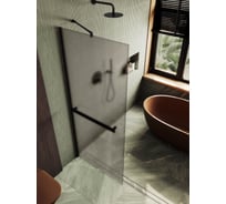 Душевая перегородка MaybahGlass в широком профиле, 1950х690 мм, стекло бронза матовая 8 мм, + полотенцедержатель MGD-722-6ш