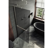 Душевая перегородка MaybahGlass в широком профиле, 1950х690 мм, стекло графит 8 мм, + полотенцедержатель MGD-723-5ш