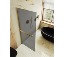 Душевая перегородка MaybahGlass в широком профиле, 1950х690 мм, стекло матовое графит 8 мм, + полотенцедержатель MGD-724-3ш