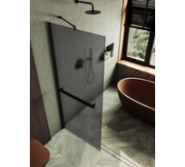 Душевая перегородка MaybahGlass в широком профиле, 1950х790 мм, стекло матовое графит 8 мм, + полотенцедержатель MGD-730-6ш