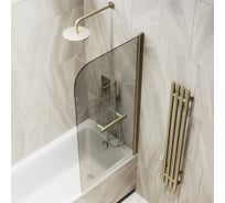 Шторка поворотная MaybahGlass на монопетле, 1400х400 мм, стекло бронза 6 мм + полотенцедержатель MGV-765-2