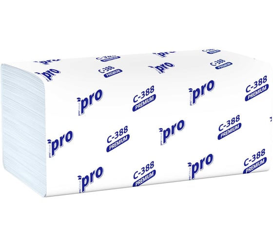 Бумажное полотенце листовое Protissue 3-сл 220x210 мм 180 лист/пачке V-сложения с тиснением БЕЛОЕ 1/20 Г-С388 С-388