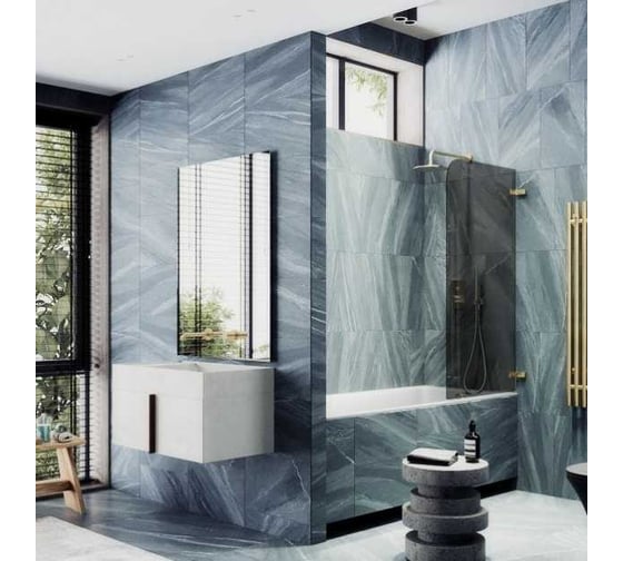 Шторка поворотная на петлях MaybahGlass 1400х705 6 мм графит MGV-654-3