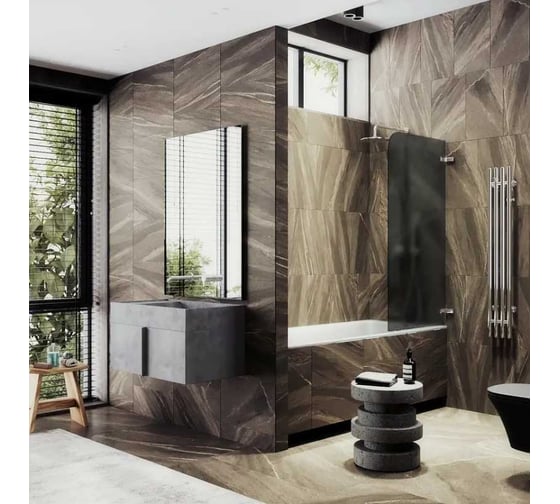 Шторка поворотная на петлях MaybahGlass 1400х705 6 мм графит матовый MGV-653-4