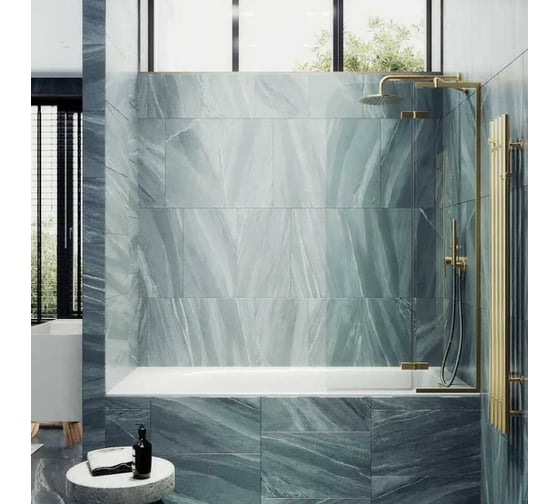 Шторка поворотная с добором MaybahGlass 1400х990 6 мм бесцветное MGV-915-3