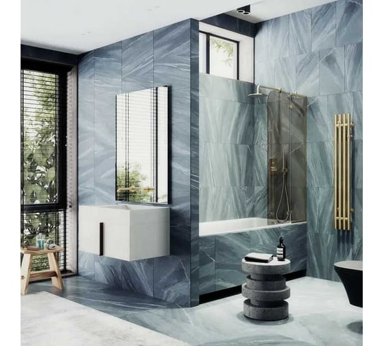 Шторка поворотная с добором MaybahGlass 1400х690 6 мм бронза MGV-657-3