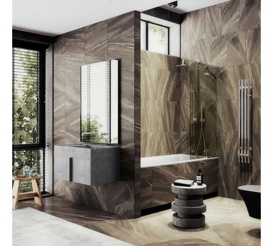 Шторка поворотная с добором MaybahGlass 1400х690 6 мм бронза MGV-657-4