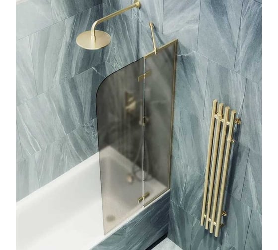 Шторка поворотная с добором MaybahGlass 1400х690 6 мм бронза матовая MGV-658-3 1