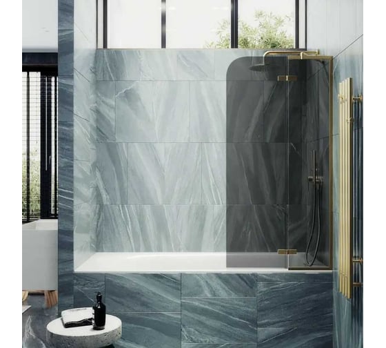 Шторка поворотная с добором MaybahGlass 1400х690 6 мм, графит MGV-659-3
